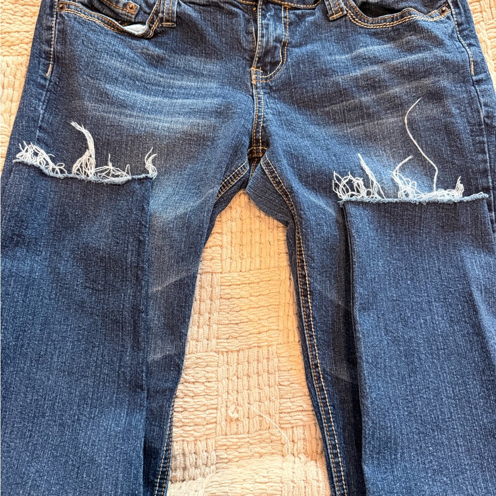 Women’s Royal Blue Distressed Jeans Size 32 Skinny